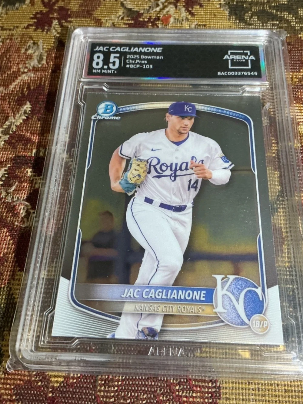 2025 Bowman BCP-103 Jac Caglianone Chrome Prospects Graded Rookie card Arena 8.5